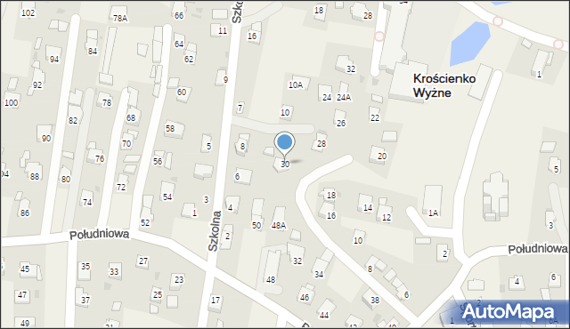 Krościenko Wyżne, Południowa, 30, mapa Krościenko Wyżne