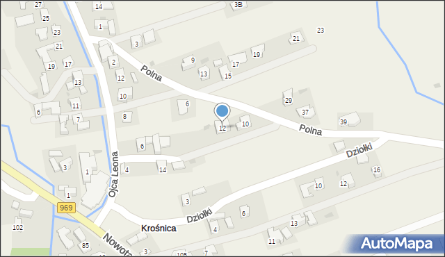 Krośnica, Polna, 12, mapa Krośnica