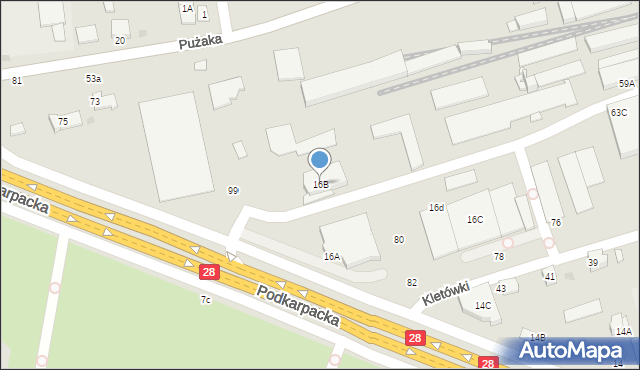 Krosno, Podkarpacka, 16B, mapa Krosna