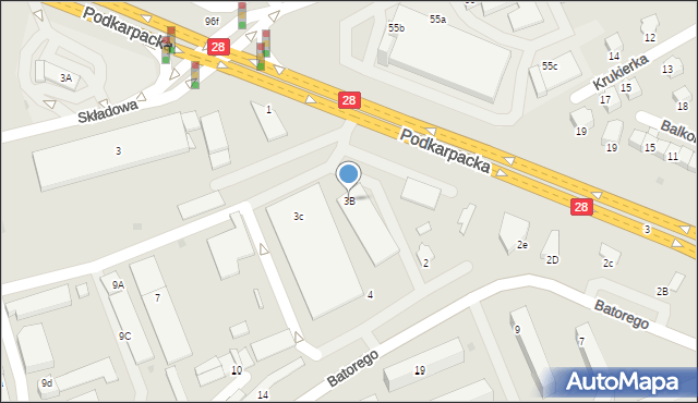 Krosno, Podkarpacka, 3B, mapa Krosna