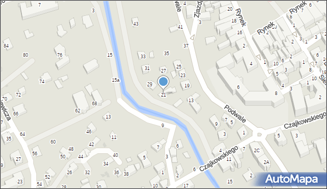 Krosno, Podwale, 21, mapa Krosna