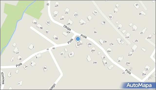 Krosno, Pola Wincentego, 14, mapa Krosna