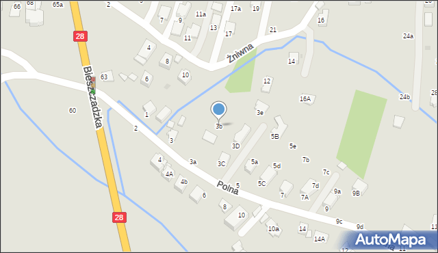 Krosno, Polna, 3b, mapa Krosna