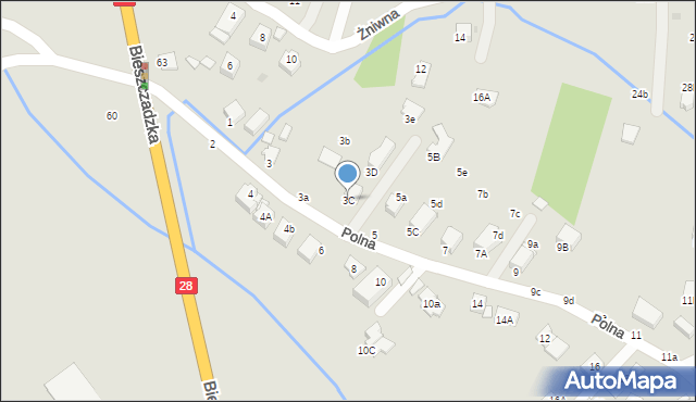 Krosno, Polna, 3C, mapa Krosna