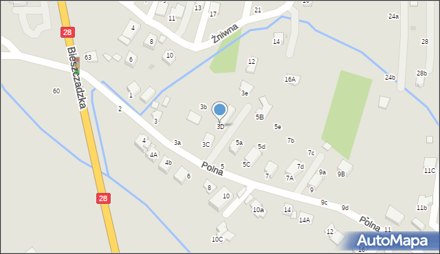 Krosno, Polna, 3D, mapa Krosna