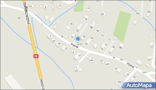 Krosno, Polna, 5, mapa Krosna