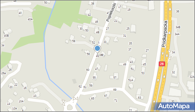 Krosno, Popiełuszki Jerzego, bł. ks., 41, mapa Krosna