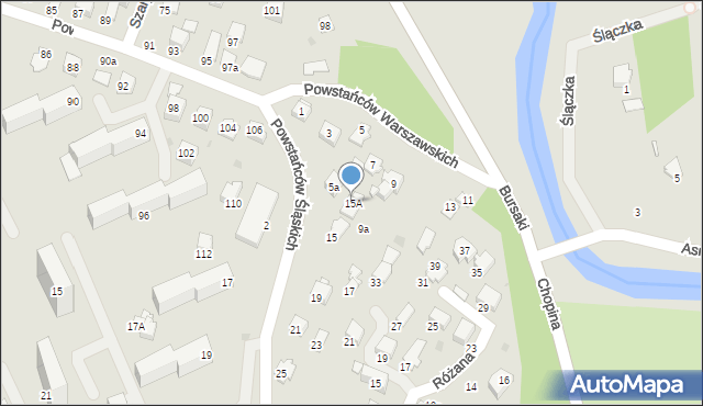 Krosno, Powstańców Śląskich, 15A, mapa Krosna