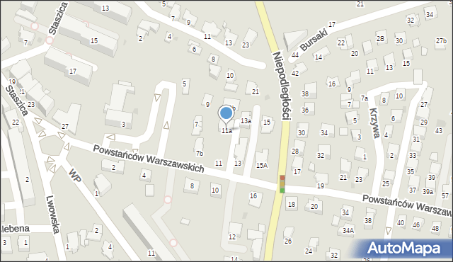 Krosno, Powstańców Warszawskich, 11a, mapa Krosna