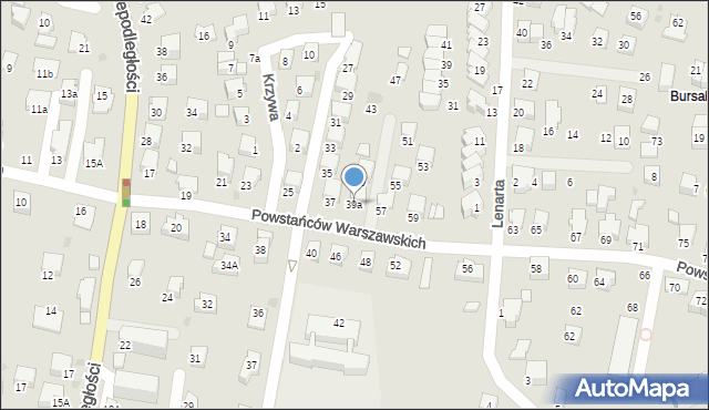 Krosno, Powstańców Warszawskich, 39a, mapa Krosna