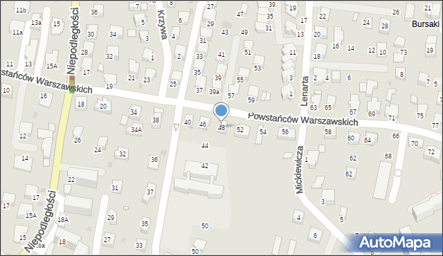 Krosno, Powstańców Warszawskich, 48, mapa Krosna