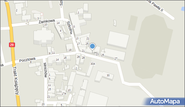 Krosno Odrzańskie, Pocztowa, 23A, mapa Krosno Odrzańskie