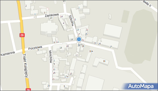 Krosno Odrzańskie, Pocztowa, 26, mapa Krosno Odrzańskie