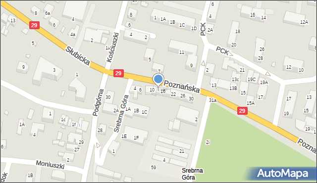 Krosno Odrzańskie, Poznańska, 14, mapa Krosno Odrzańskie
