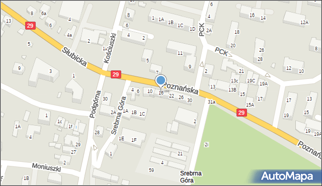 Krosno Odrzańskie, Poznańska, 16, mapa Krosno Odrzańskie