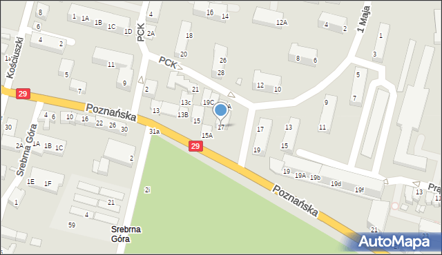 Krosno Odrzańskie, Poznańska, 17, mapa Krosno Odrzańskie