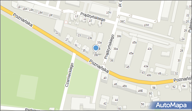 Krosno Odrzańskie, Poznańska, 33c, mapa Krosno Odrzańskie