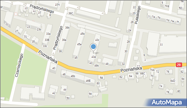 Krosno Odrzańskie, Poznańska, 43b, mapa Krosno Odrzańskie