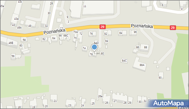 Krosno Odrzańskie, Poznańska, 78A, mapa Krosno Odrzańskie