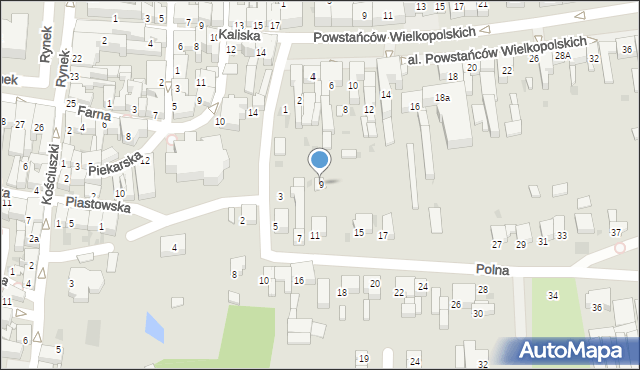 Krotoszyn, Polna, 9, mapa Krotoszyna