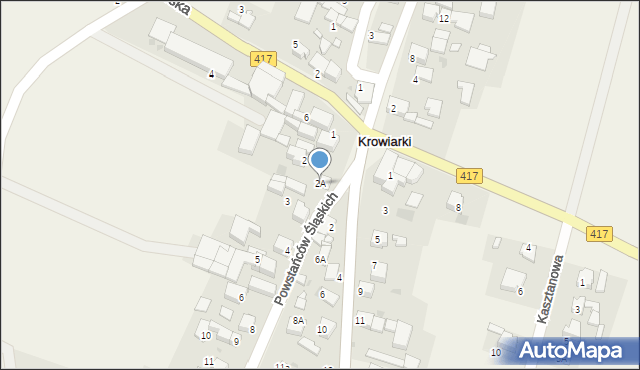 Krowiarki, Powstańców Śląskich, 2A, mapa Krowiarki