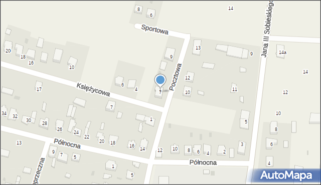 Kruszyna, Pocztowa, 7, mapa Kruszyna