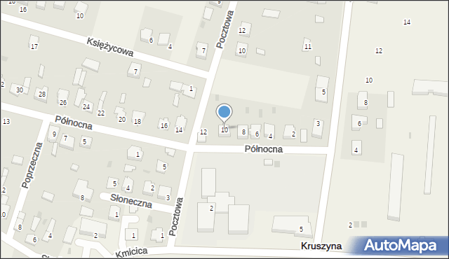 Kruszyna, Północna, 10, mapa Kruszyna