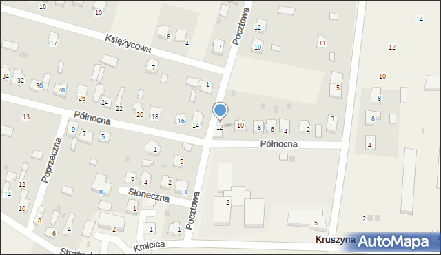 Kruszyna, Północna, 12, mapa Kruszyna