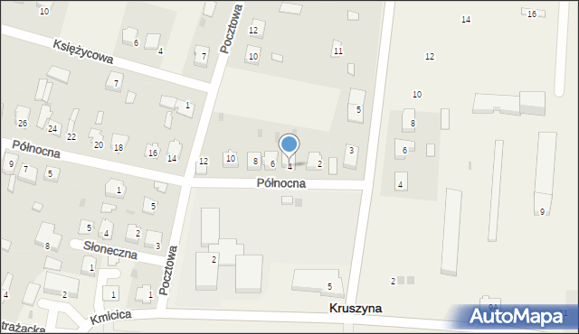 Kruszyna, Północna, 4, mapa Kruszyna