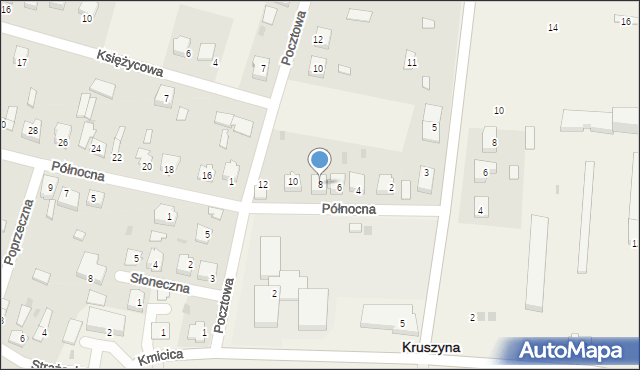 Kruszyna, Północna, 8, mapa Kruszyna