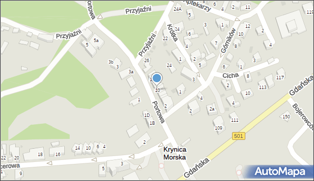 Krynica Morska, Portowa, 10, mapa Krynica Morska