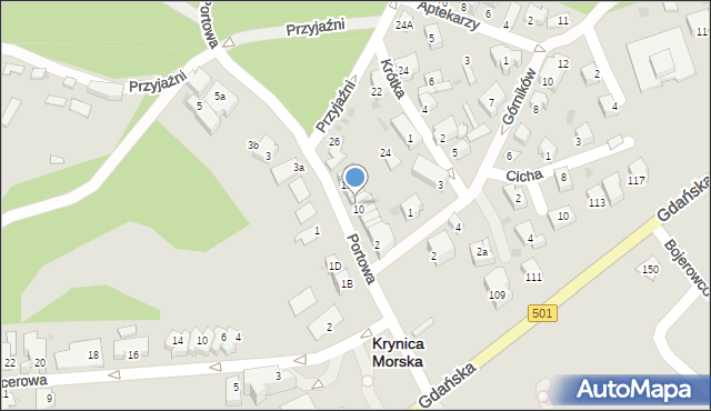 Krynica Morska, Portowa, 12, mapa Krynica Morska