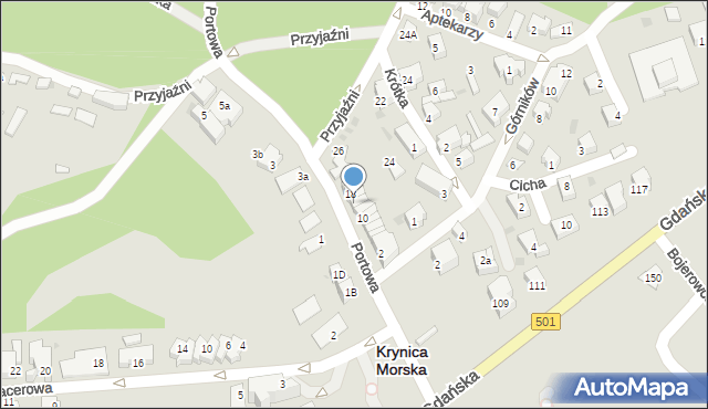 Krynica Morska, Portowa, 16, mapa Krynica Morska