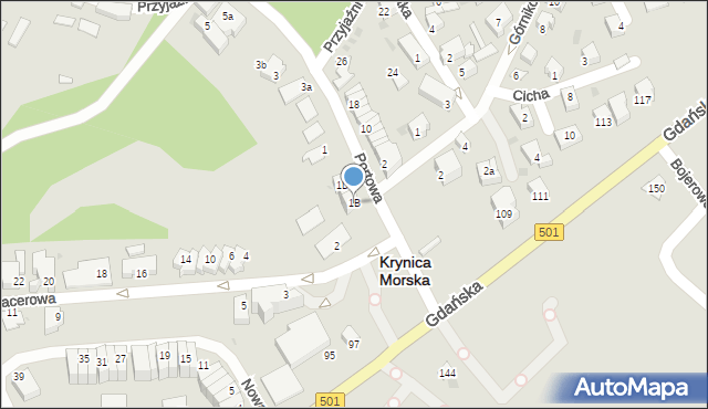 Krynica Morska, Portowa, 1B, mapa Krynica Morska