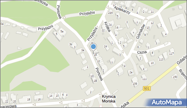 Krynica Morska, Portowa, 20, mapa Krynica Morska