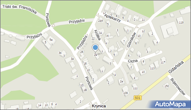 Krynica Morska, Portowa, 24, mapa Krynica Morska