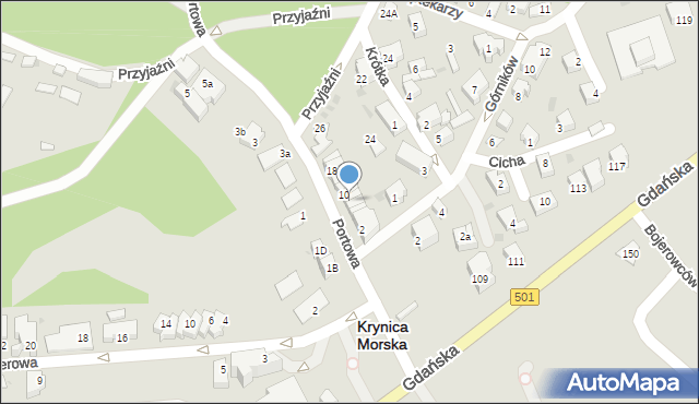 Krynica Morska, Portowa, 8, mapa Krynica Morska