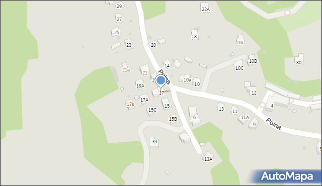 Krynica-Zdrój, Polna, 17, mapa Krynica-Zdrój