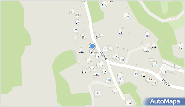 Krynica-Zdrój, Polna, 21, mapa Krynica-Zdrój