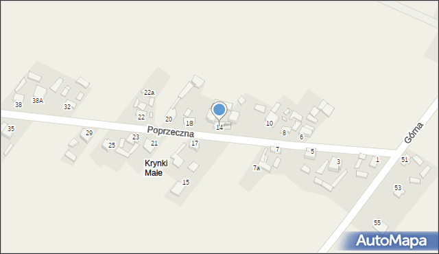 Krynki, Poprzeczna, 14, mapa Krynki