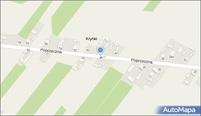 Krynki, Poprzeczna, 45, mapa Krynki