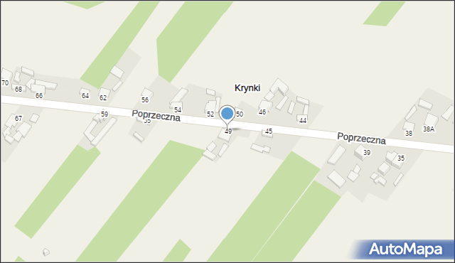 Krynki, Poprzeczna, 49, mapa Krynki