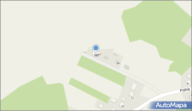 Krzaki, Polna, 34D, mapa Krzaki