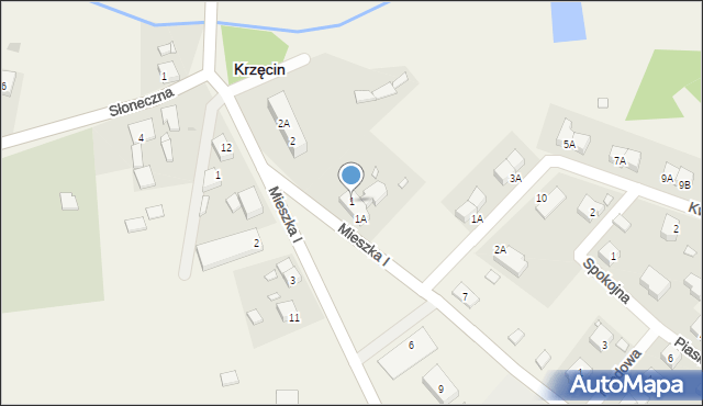 Krzęcin, Pogodna, 1, mapa Krzęcin