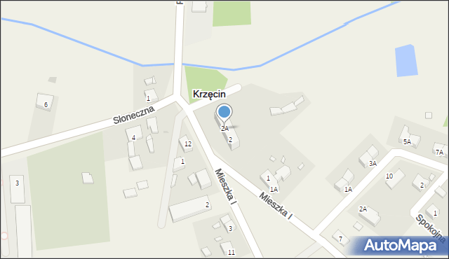 Krzęcin, Pogodna, 2A, mapa Krzęcin