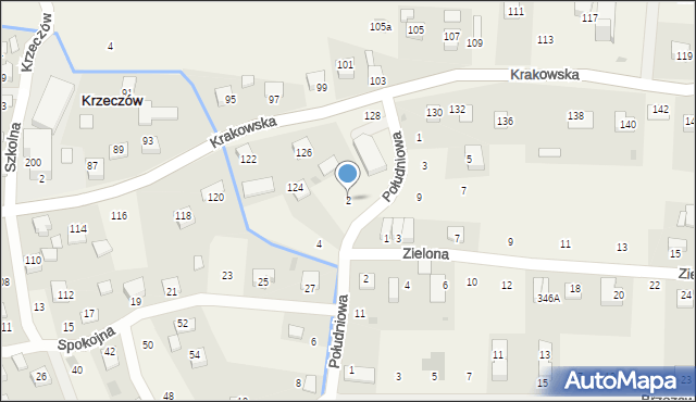 Krzeczów, Południowa, 2, mapa Krzeczów