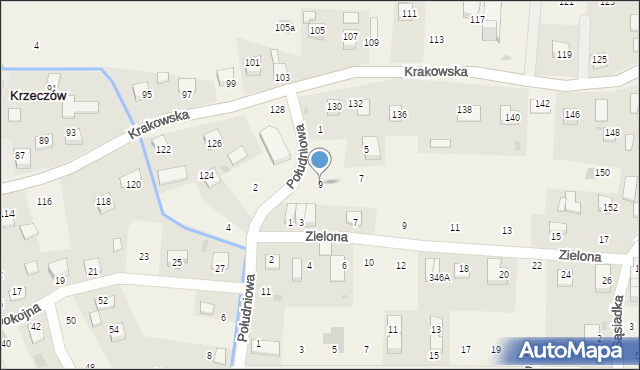 Krzeczów, Południowa, 9, mapa Krzeczów