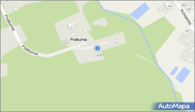 Krzepice, Podkurnia, 5, mapa Krzepice