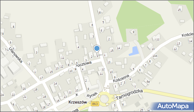 Krzeszów, Pocztowa, 1, mapa Krzeszów