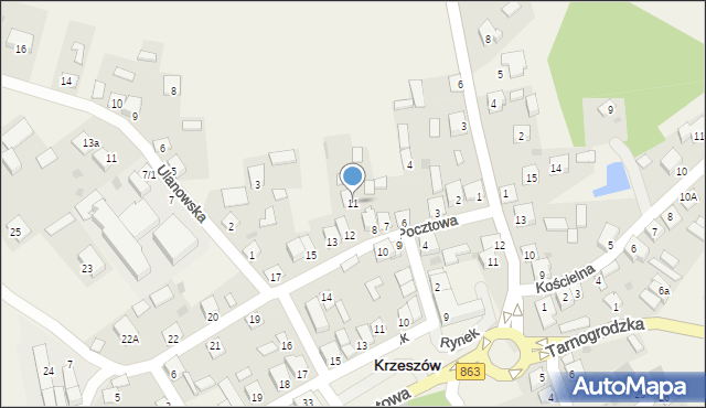 Krzeszów, Pocztowa, 11, mapa Krzeszów